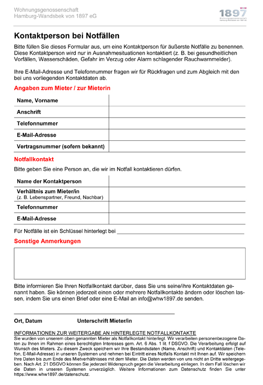 Kontaktperson bei Notfällen